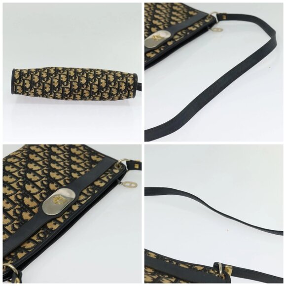 Christian Dior Trotter Canvas Shoulder Bag Navy Gold Auth 141703 - Picture 15 of 16